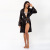 Amazon Hot Sale European and American Foreign Trade Women's Clothing Lace Stitching Sexy Robe Long