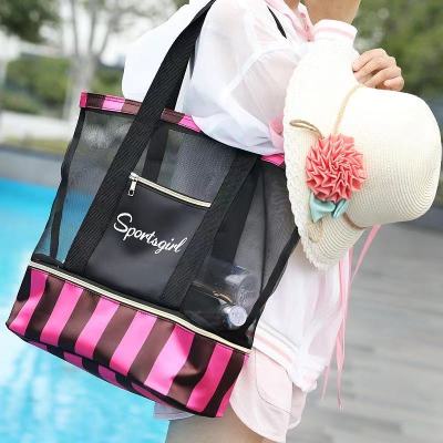 L Swim Bag Women's Dry Wet Separation Striped Gym Bag Swimsuit Storage Bag Sports and Leisure Beach Bag