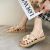 Women's Shoes Summer 2021 Outdoor Student Korean Style Slippers Women's Fashionable Fairy Style Flat Heel Chrysanthemum Simple One-Word Sandals Women