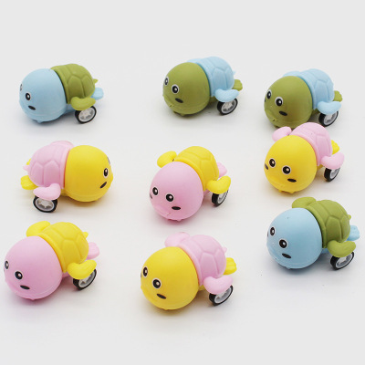 Small Size 45 50mm Capsule Toy Plastic Turtle Pull Back Car Animal Cute Kindergarten Gift Stall Hot Sale
