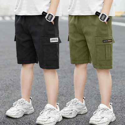 Boys' Cotton Shorts Summer New Children's Work Clothes Middle Pants Thin Medium and Big Children's Casual Boy Fifth Pants Wholesale