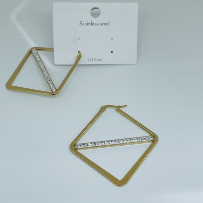 Fashionable All-Match Gold-Plated Stainless Steel Earrings Earrings European and American/Korean Simple Jewelry Jewelry