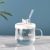 Straw Glass Cup Household Ins Style Cartoon Drinking Cup Mug with Handle Good-looking Female Cute Internet Celebrity