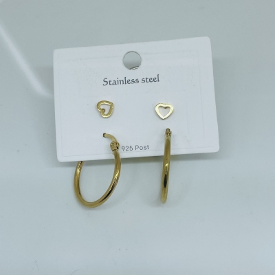 Fashionable All-Match Gold-Plated Stainless Steel Earrings Earrings European and American/Korean Simple Jewelry Jewelry