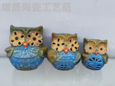 Owl Decoration Glaze Kiln Ceramic Crafts Candlestick