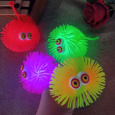 Luminous Hairy Ball Convex Eye Dense Hair Flash Ball Vent Ball Children 'S Soft Rubber Toys Wholesale