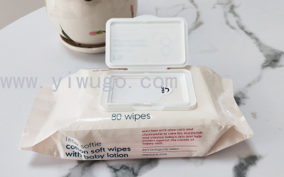 80 pcs cotton soft wipes with baby lotion dermatologically tested