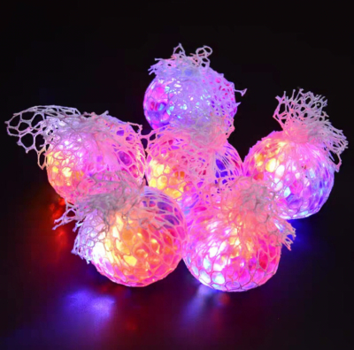 Flash Vent Ball Squeeze with Light Net Cloth Grape Ball Squeezing Toy Colorful Beads Device Stall Toy Wholesale