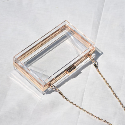 Women's Bag 2021 New Acrylic Transparent Small Square Bag Crossbody Box Banquet Hand Holding Dinner Bag DIY