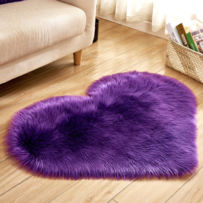 Wool-like Heart-Shaped Carpet Plush Cushion Living Room Coffee Table Pad Love Door Floor Mat Bedroom Door Woollen Pad