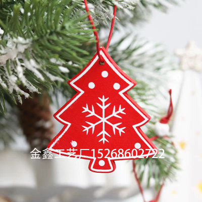 White Red Christmas Tree Ornament Wooden Hanging Pendants  Angel Deer Christmas Tree Star Christmas Home Decorations