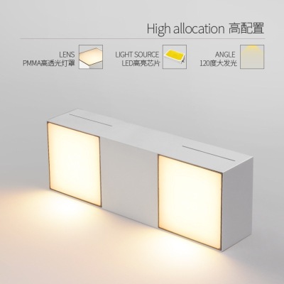 Led Square Surface Mounted Downlight Double Head Bean Gall Lamp Lighting Variable Light with Three Colors Downlight