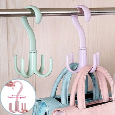 Support-Four-Claw Hook 360 Degrees Rotatable Finishing Utensils Daily Necessities Plastic Hanging Rack Hanger Hook Factory