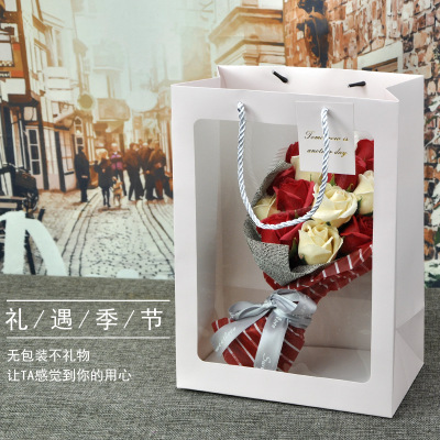 Window Handbag Mother's Day Window Transparent Flowers Gift Bag Bouquet Toys Gift Box Spot