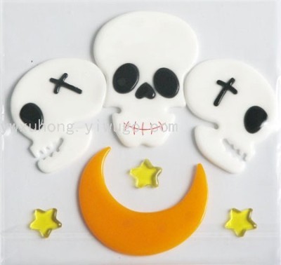 Halloween Ghost Festival Christmas Jelly Stickers TPR Soft Glue Window Stickers Jelly Stickers Refridgerator Magnets 