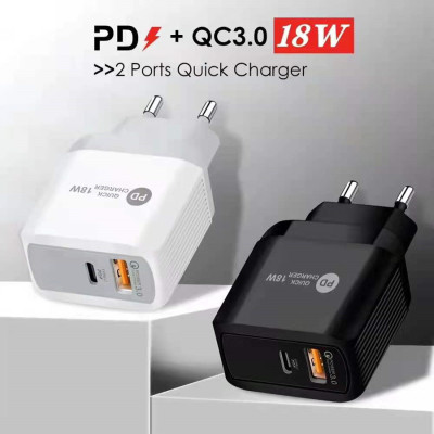 Pd12w Mobile Phone Charger 2A European and American British Standard Charger Type-c Adapter PD + USB
