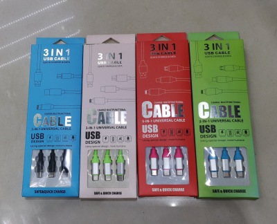 High Elastic Three-in-One Data Cable for Android Type-C Apple Interface