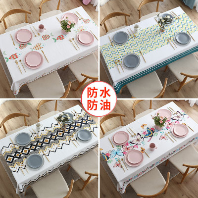 Table Runner Tablecloth Waterproof Oil-Proof Disposable Tableclothes Coffee Table Cloth Rectangular Student Book Tablecloth Nordic Dining Table Cushion