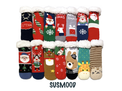 Christmas Stockings Double-Layer Socks Velvet Lining
