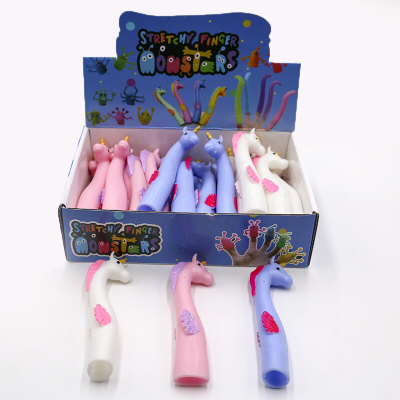 Boxed TP Animal Unicorn Finger Puppets Trick Spoof Squeeze Soft Rubber Toy Pony Finger Bubble Music