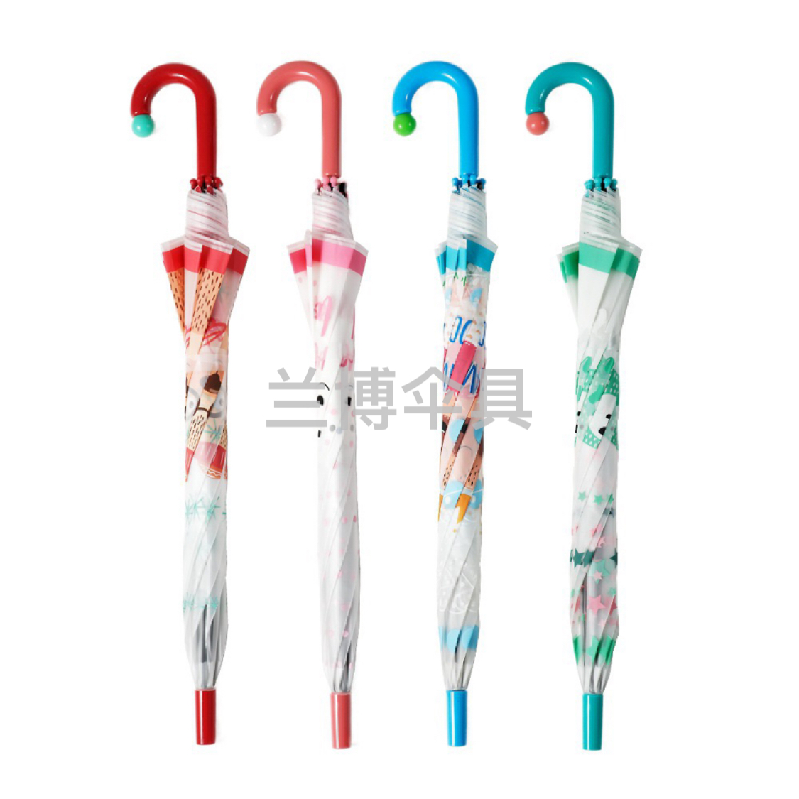 自动环保eva创意卡通小熊图案儿童伞直杆伞晴雨伞透明伞