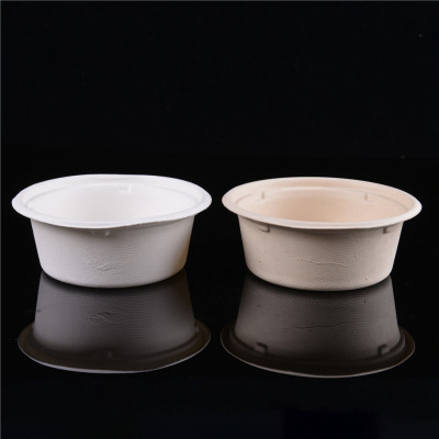 Round Environmental Protection Natural White Disposable Degradable Sugar Cane Pulp Bowl and Chopsticks Set Cake Tableware