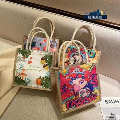 Customized New Product Trendy Ethnic Style Shoulder Bag Retro Canvas Bag Burlap Handbag Linen Cotton Cloth Shopping Bag