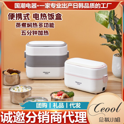 Multi-Functional Electric Lunch Box Mini Single Double-Layer Heating Lunch Box Electric Cooking Rice Office Lunch Box