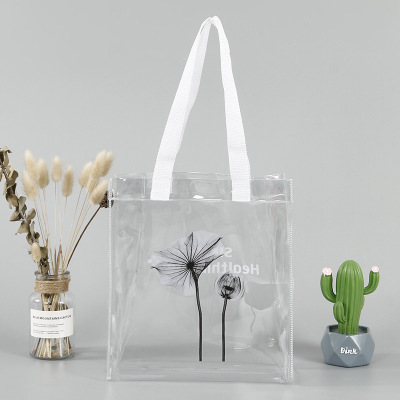 PVC Plastic Handbag Customized Advertising Gifts Cosmetic Bag Portable Shopping Transparent Packaging Bag Customization