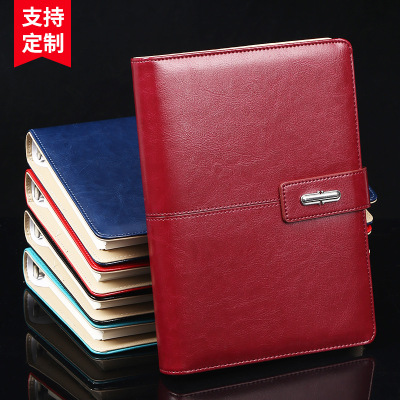 Supply New Magnetic Snap Business Office Notebook Loose-Leaf Imitation Cowhide Portable Logo Custom
