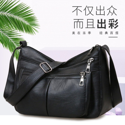 Retro Women's Bag 2021 Multi-Pocket Youth Fashion Women's Bag Mother Bag Soft Leather Shoulder Messenger Bag Cross-Border Bag