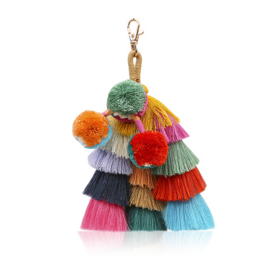 Tassel Pendant European and American Bohemian Handmade Furry Ball Decorations Women's Creative Bag Tassel Key Chain Pendant