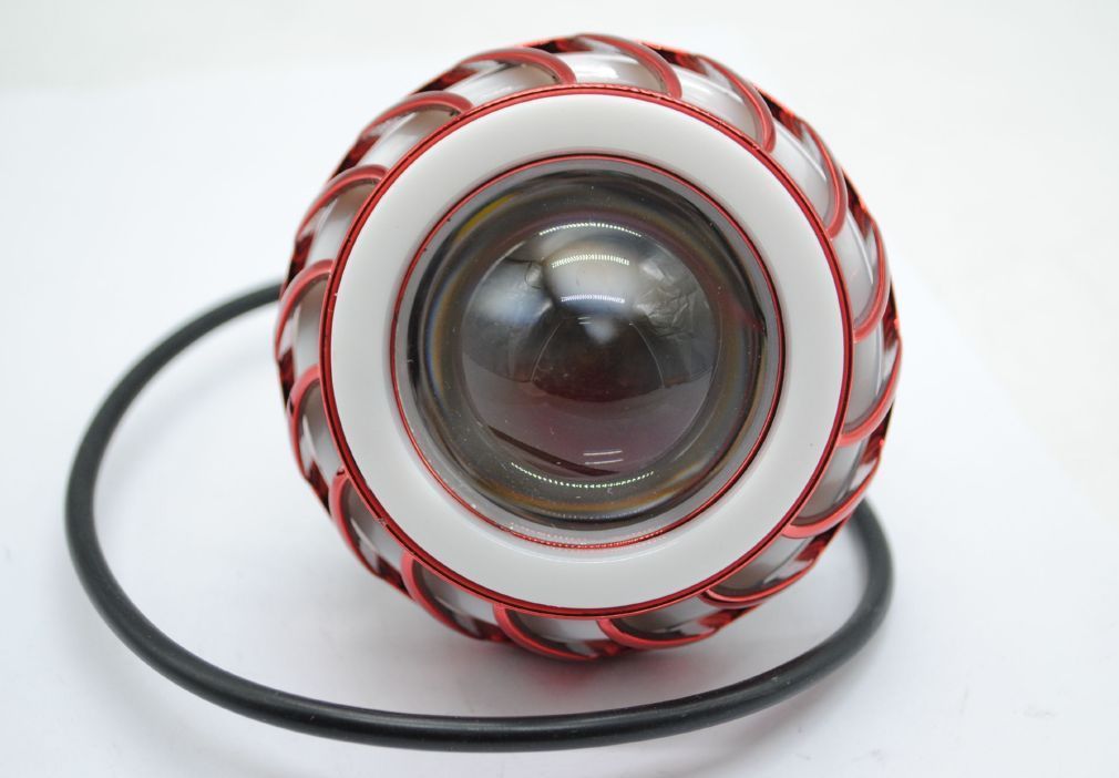 摩托车大灯圆形1灯5W铝壳白光大功率灯珠天使圈常亮3线12V
