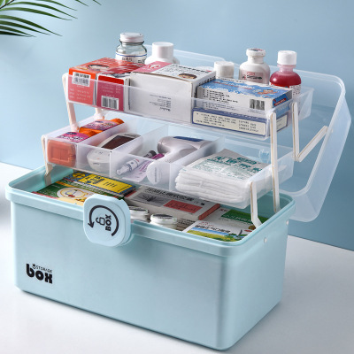 New Small Medicine Box Plastic Medicine Cabinet Household Large Capacity Portable Medical First-Aid Kit Folding Medicine Storage Box