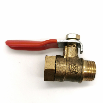 Red Handle Pagoda Small Ball Valve Small Valve Switch Small Valve 1/4 Internal and External Thread Brass Ball Valve