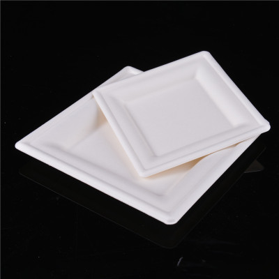 Square Paper Pallet Disposable Environmentally Friendly Pulp Plate Outdoor Picnic Barbecue Sauce Paper Bowl