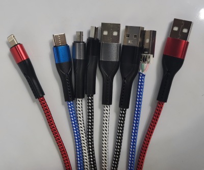 Silver Dot Woven Fast Charging Mobile Phone Data Cable Suitable for Android Apple Type-C Interface