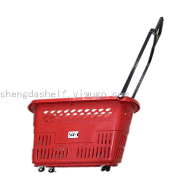 Supermarket portable shopping basket Plastic blue eco-friendly commercial shopping basket