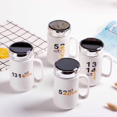 Creative Porcelain Cup Mirror Advertising Promotion Water Cup Simple Insulation Cup Gift Mug Customization