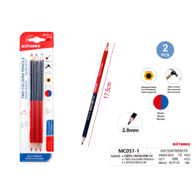 Red and Blue Double-Headed Six Angle Rod Sharpened Pencil 2.8 Core (Multicolor Refill)