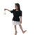 Girls' Waist-Tight Puff Sleeve Suit Top + Satin Tiered Skirt Two-Piece Set Children's Summer New Suit