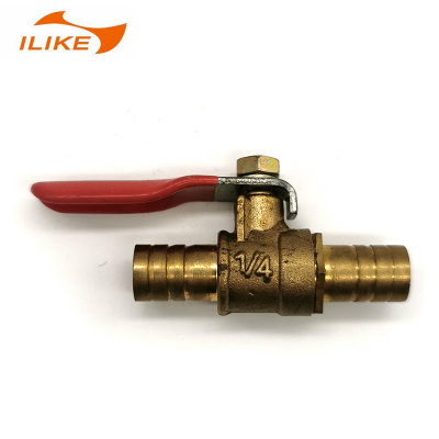 Red Handle Brass Drain Small Double Plug Double Pagoda Ball Valve Switch Plug Inner Diameter 8-12mm Air Pipe 1/4