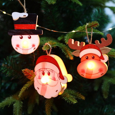 Cross-Border Wholesale Christmas Decorations Pendant Christmas Tree Lighting Decoration Red Nose Santa Claus Snowman Elk