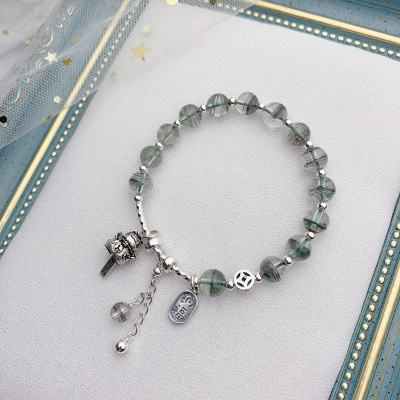 Natural Chorite Crystals Crystal Bracelet Female Cat Beads 925 Sterling Silver Simple Special-Interest Design Ins Cornucopia