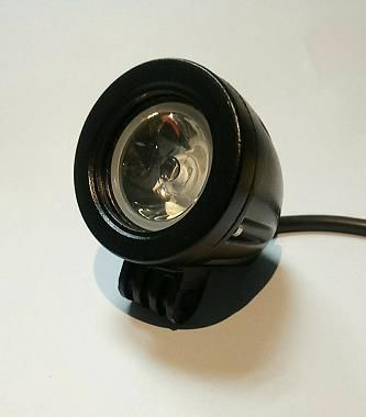 摩托车大灯圆形1灯10W铝壳白色常亮固定支架大功率灯珠12V2线