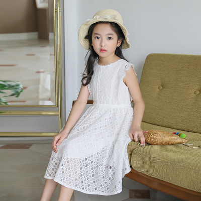 2021 Summer New Children's Clothing Korean Girls' Dress Summer Korean Princess Skirt Medium and Large Children's Lace Dress