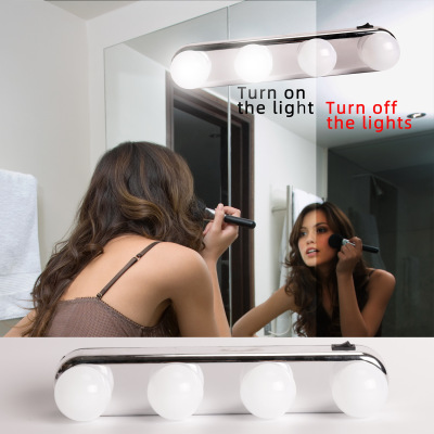 4 Lights Led Mirror Front Light Led Makeup Light Suction Cup Mirror Front Light Punch-Free Lambency Mirror Light