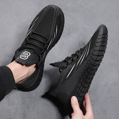 Summer New Men's Shoes Thin Mesh Breathable Mesh Shoes Fly Woven Mesh Fashionable Sports Shoes Running Coconut Shoes Men's Hair Generation