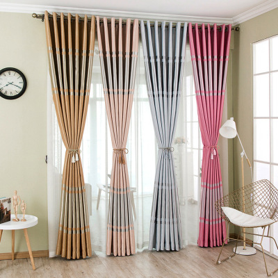 Modern Striped Stitching Curtain Factory Direct Sales Living Room Bedroom Shading Curtain Finished Customized Fabric Curtain