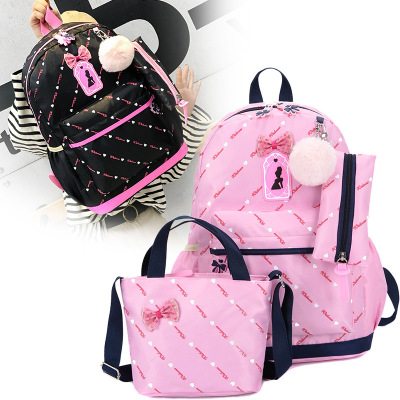 Cross-Border New Arrival Korean Style Backpack Women's Multi-Functional Three-Piece Casual Women's Bag Student Backpack